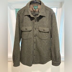 J. Crew Men's Olive Herringbone Shirt Jacket